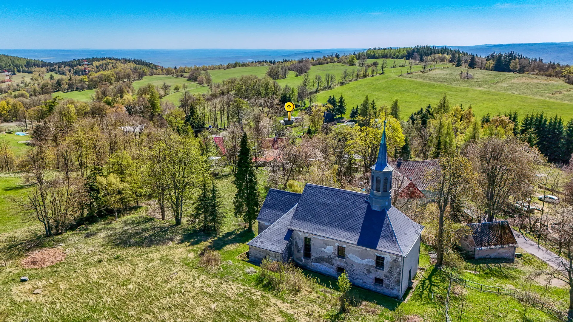 Panorama Výslunní s označením pozemku